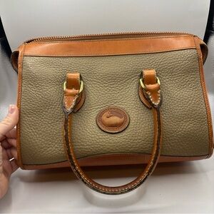 Vintage Dooney and Bourke Tan and Brown Leather Handbag